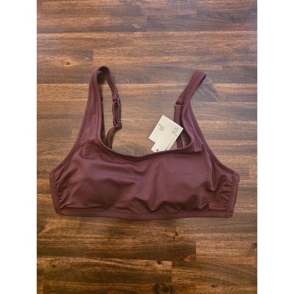 Amazon Essentials Other - Amazon Essentials Bikini Top Deep Brown Size XS Scoop Neck Bralette Crop NWT
